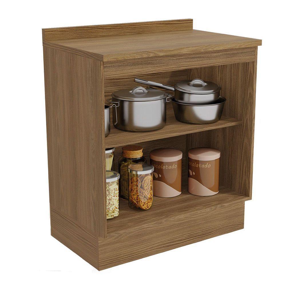 Balcão Com Tampo 80cm Botanic 2 Portas Kappesberg Nogueira E Verde Oliva - 3