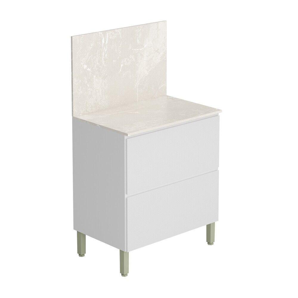 Balcão 80cm Art 1 Porta 1 Gaveta Com Tampo E Painel 3021 Branco E ártico - 1