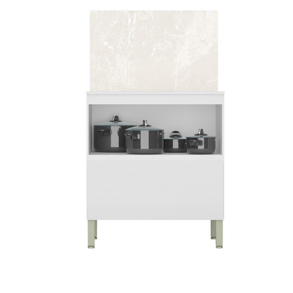 Balcão 80cm Art 1 Porta 1 Gaveta Com Tampo E Painel 3021 Branco E ártico - 3