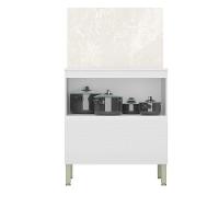 Balcão 80cm Art 1 Porta 1 Gaveta Com Tampo E Painel 3021 Branco E ártico - 3