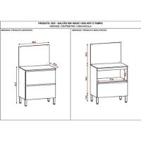Balcão 80cm Art 1 Porta 1 Gaveta Com Tampo E Painel 3021 Branco E ártico - 4