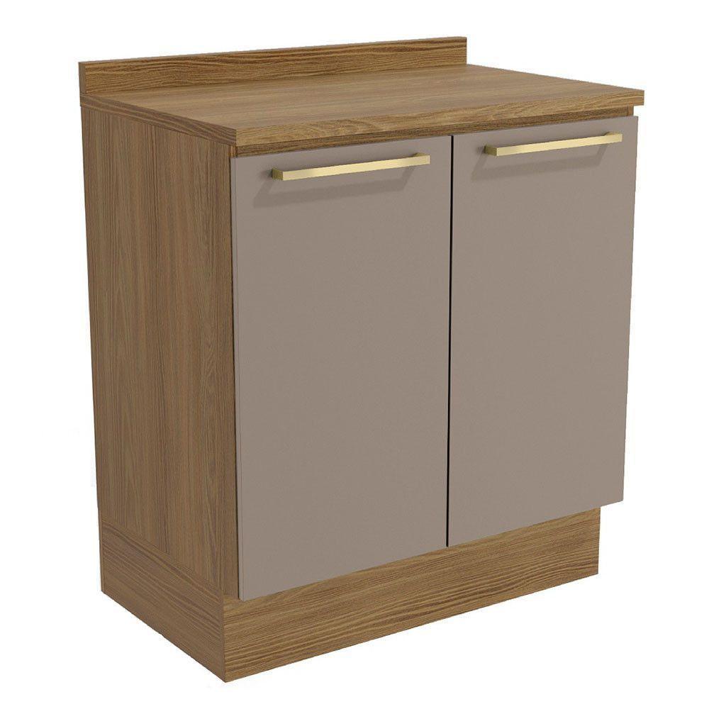 Balcão Com Tampo 80cm Botanic 2 Portas Kappesberg Nogueira E Fendi - 1