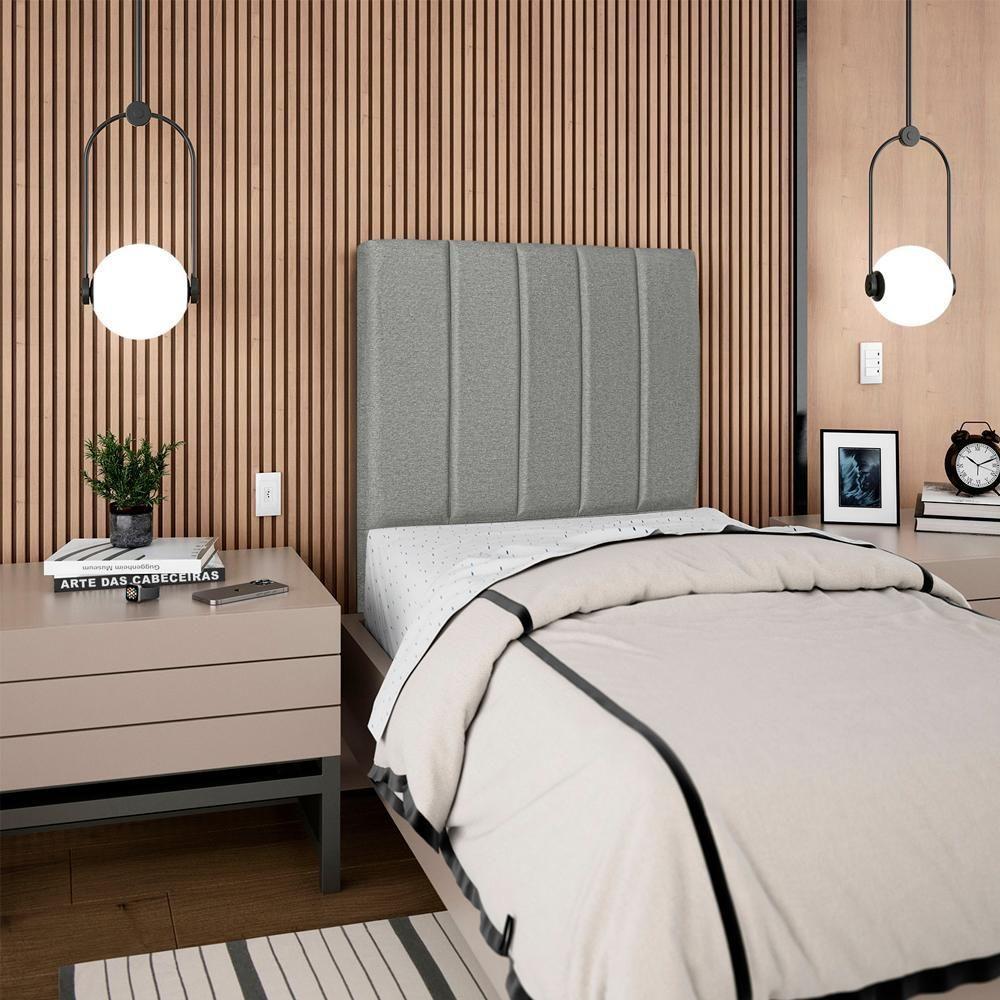 Cabeceira Solteiro 90cm Allia Linho Cinza Escuro Rm Cinza Escuro - 2