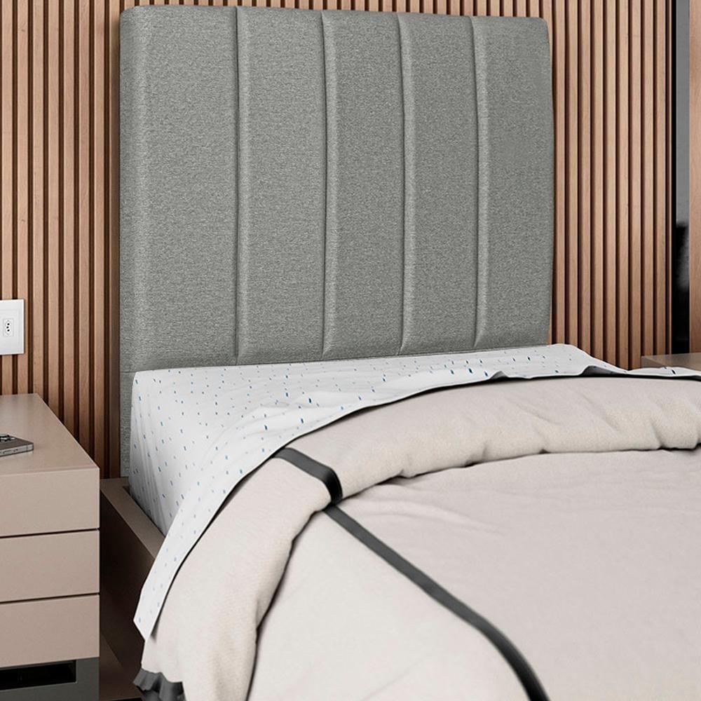 Cabeceira Solteiro 90cm Allia Linho Cinza Escuro Rm Cinza Escuro - 6