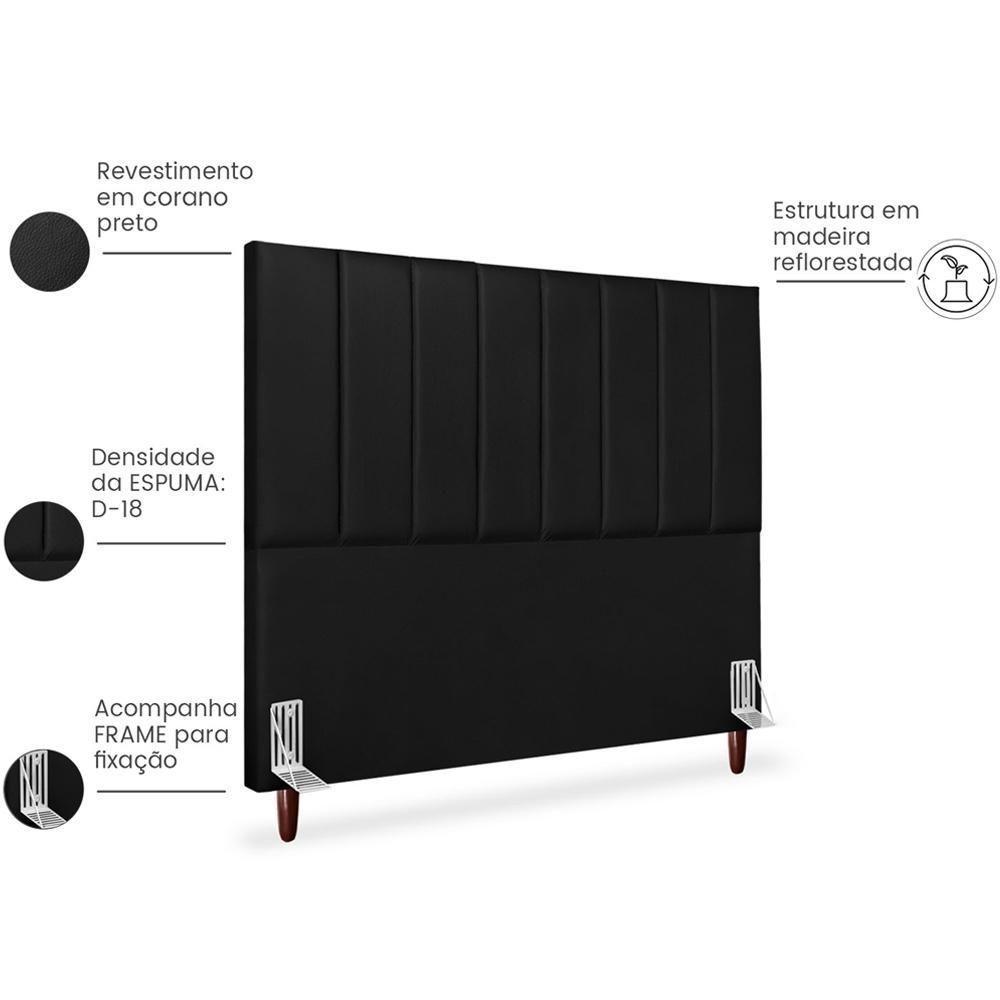 Cabeceira Casal 140cm Arlla Corano Preto Rm Preto - 5