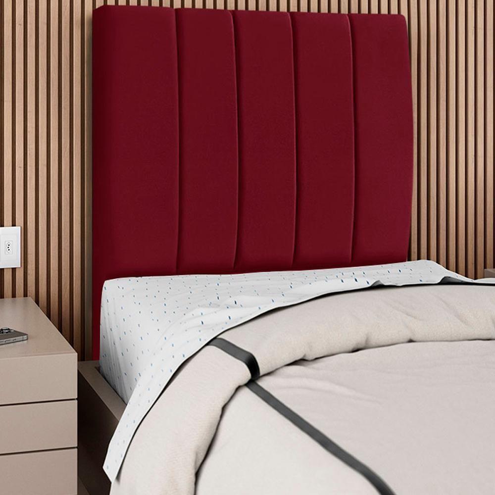 Cabeceira Solteiro 90cm Allia Suede Vinho Rm Vinho - 6