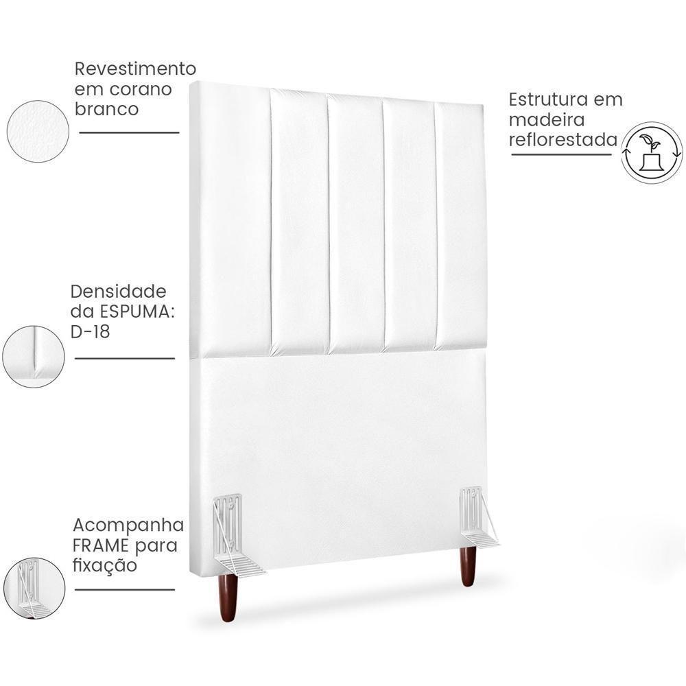 Cabeceira Solteiro 90cm Arlla Corano Branco Rm Branco - 5