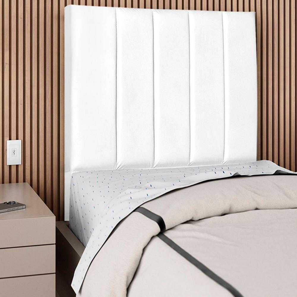 Cabeceira Solteiro 90cm Arlla Corano Branco Rm Branco - 6