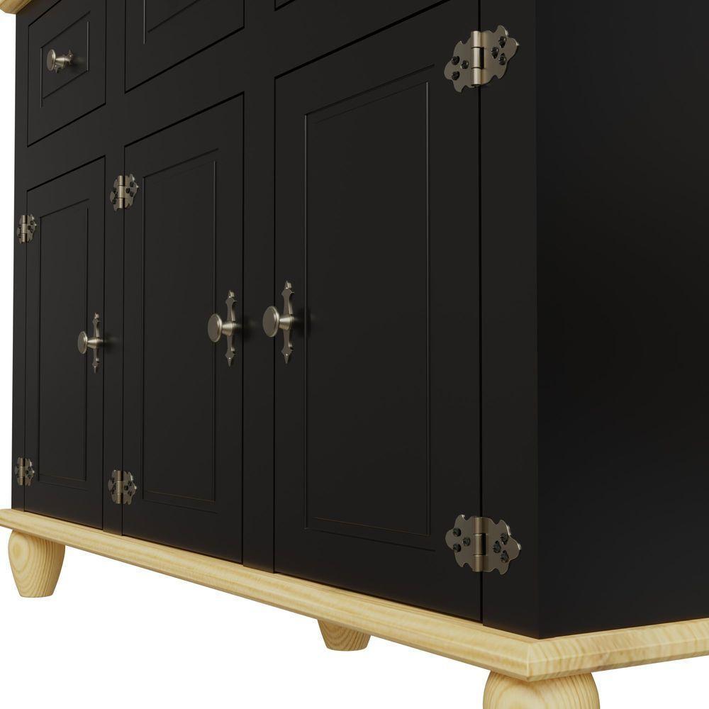 Balcão Buffet Retrô 3 Portas 3 Gavetas Preto/ Marfim - 2