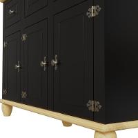 Balcão Buffet Retrô 3 Portas 3 Gavetas Preto/ Marfim - 2