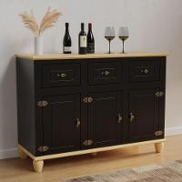 Balcão Buffet Retrô 3 Portas 3 Gavetas Preto/ Marfim - 5