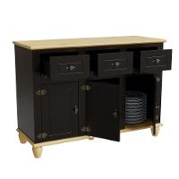 Balcão Buffet Retrô 3 Portas 3 Gavetas Preto/ Marfim - 7