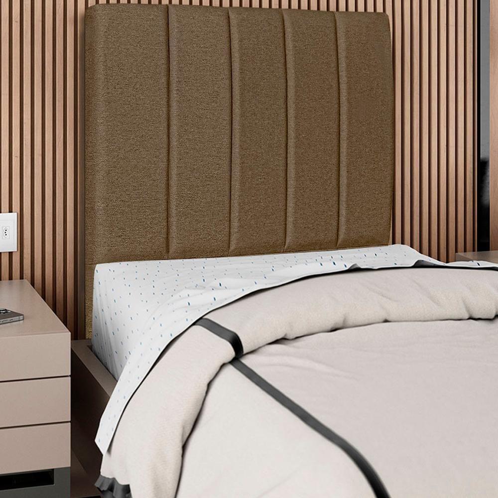 Cabeceira Solteiro 90cm Allia Linho Marrom Rm Marrom - 6