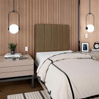 Cabeceira Solteiro 90cm Allia Linho Marrom Rm Marrom - 2