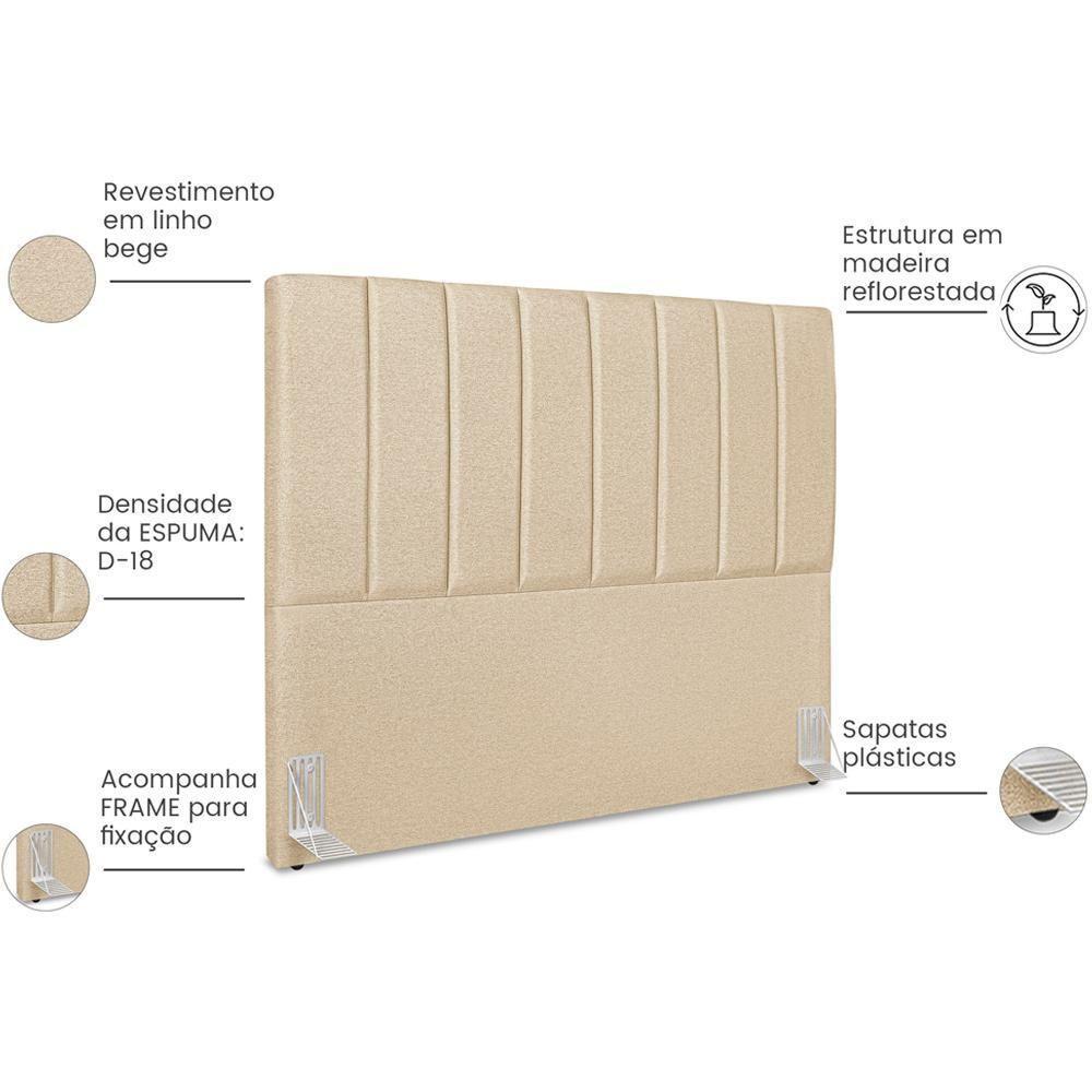 Cabeceira Casal 140cm Allia Linho Bege Rm Bege - 5