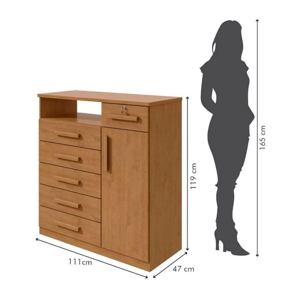 Cômoda Da Vinci 6 Gavetas E 1 Porta Lopas Amendoa Clean - 3