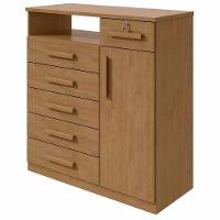 Cômoda Da Vinci 6 Gavetas E 1 Porta Lopas Amendoa Clean - 1