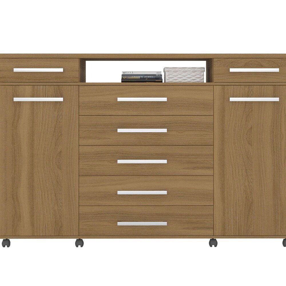 Cômoda London 7 Gavetas 2 Portas Com Rodízios 7130 Demóbile Amêndola Touch - 1