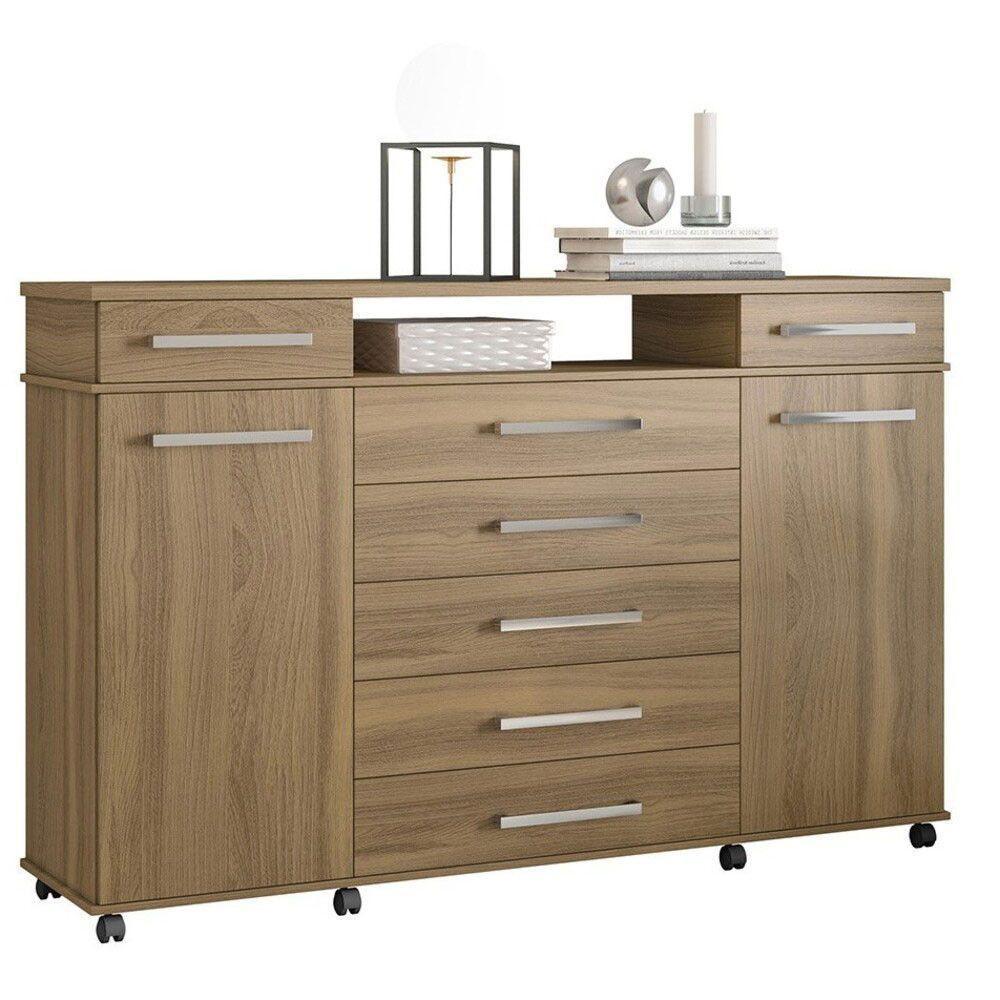 Cômoda London 7 Gavetas 2 Portas Com Rodízios 7130 Demóbile Amêndola Touch - 2