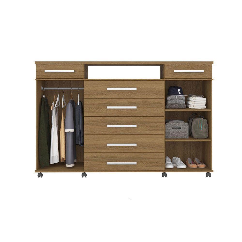 Cômoda London 7 Gavetas 2 Portas Com Rodízios 7130 Demóbile Amêndola Touch - 3