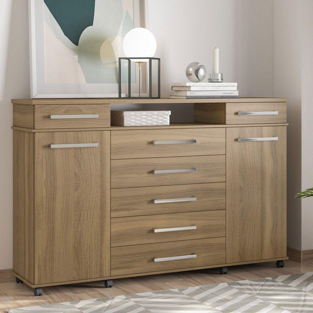 Cômoda London 7 Gavetas 2 Portas Com Rodízios 7130 Demóbile Amêndola Touch - 5