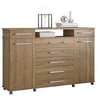 Cômoda London 7 Gavetas 2 Portas Com Rodízios 7130 Demóbile Amêndola Touch - 2