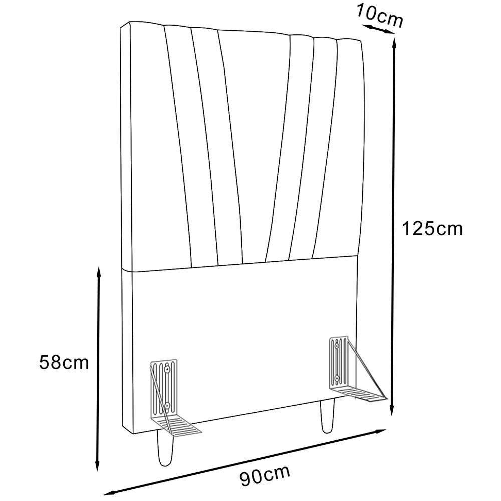 Cabeceira Solteiro 90cm Bell Suede Branco Rm Branco - 4