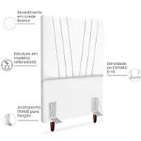 Cabeceira Solteiro 90cm Bell Suede Branco Rm Branco - 5