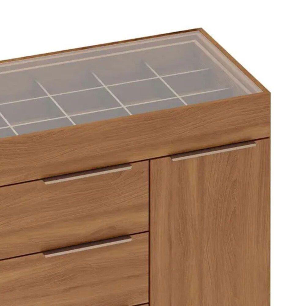 Cômoda Lume 1 Porta E 5 Gavetas Com Porta Jóia D5130 Amêndola Touch - 4