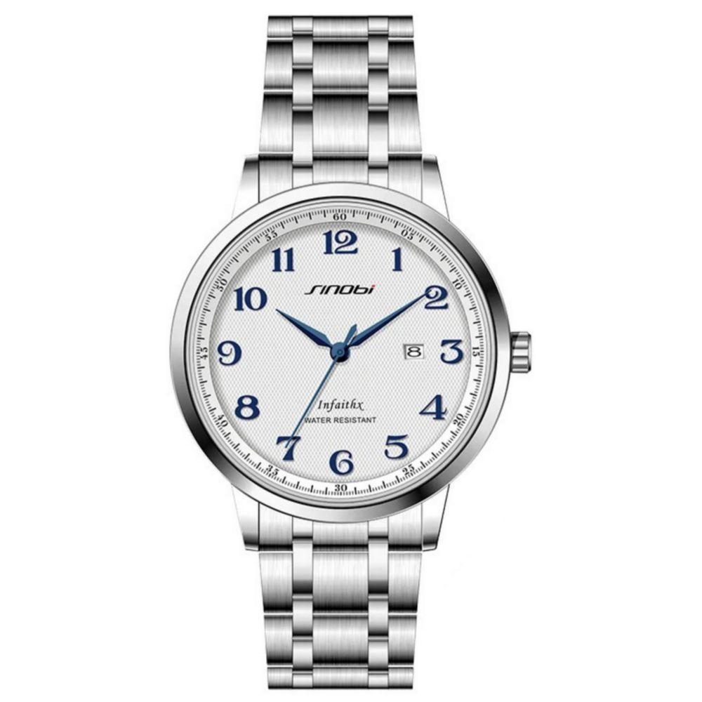 Relógio De Pulso De Quartzo Masculino Casual Em Aço Inoxidavel Impermeavel Azul - 1