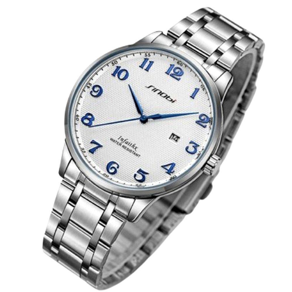 Relógio De Pulso De Quartzo Masculino Casual Em Aço Inoxidavel Impermeavel Azul - 3