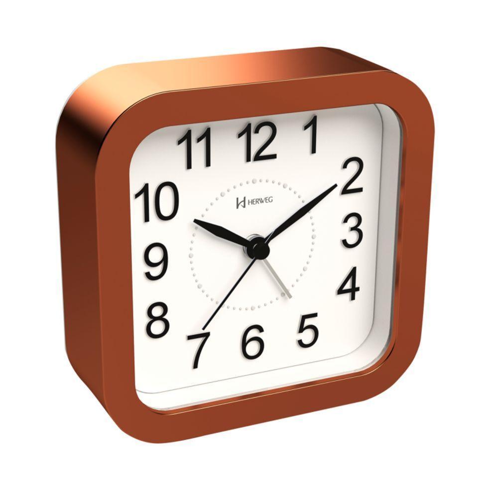 Relógio Despertador Herweg Quartz Sem Tic Tac Rosê Gold Fosco 264330 Único - 1