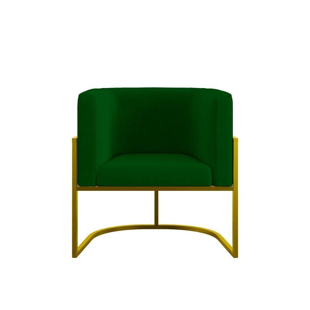 Poltrona Cadeira Decorativa Lua Recepção Base De Ferro Gold verde Verde - 3