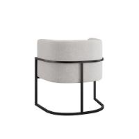 Poltrona Cadeira Decorativa Lua Recepção Base De Ferro Black Bege - 2