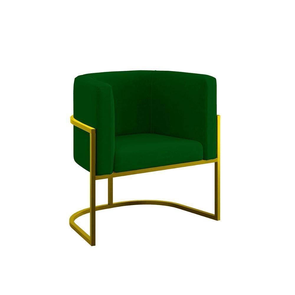 Poltrona Cadeira Decorativa Lua Recepção Base De Ferro Gold verde Verde - 1