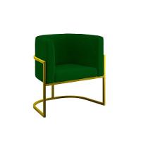 Poltrona Cadeira Decorativa Lua Recepção Base De Ferro Gold verde Verde - 1