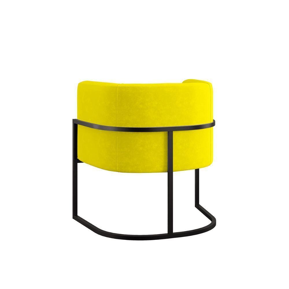Poltrona Cadeira Decorativa Lua Recepção Base De Ferro Black Amarelo - 2