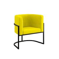 Poltrona Cadeira Decorativa Lua Recepção Base De Ferro Black Amarelo - 1