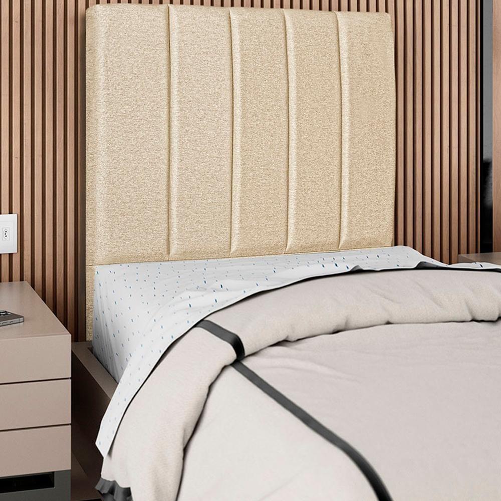 Cabeceira Solteiro 90cm Allia Linho Bege Rm Bege - 6