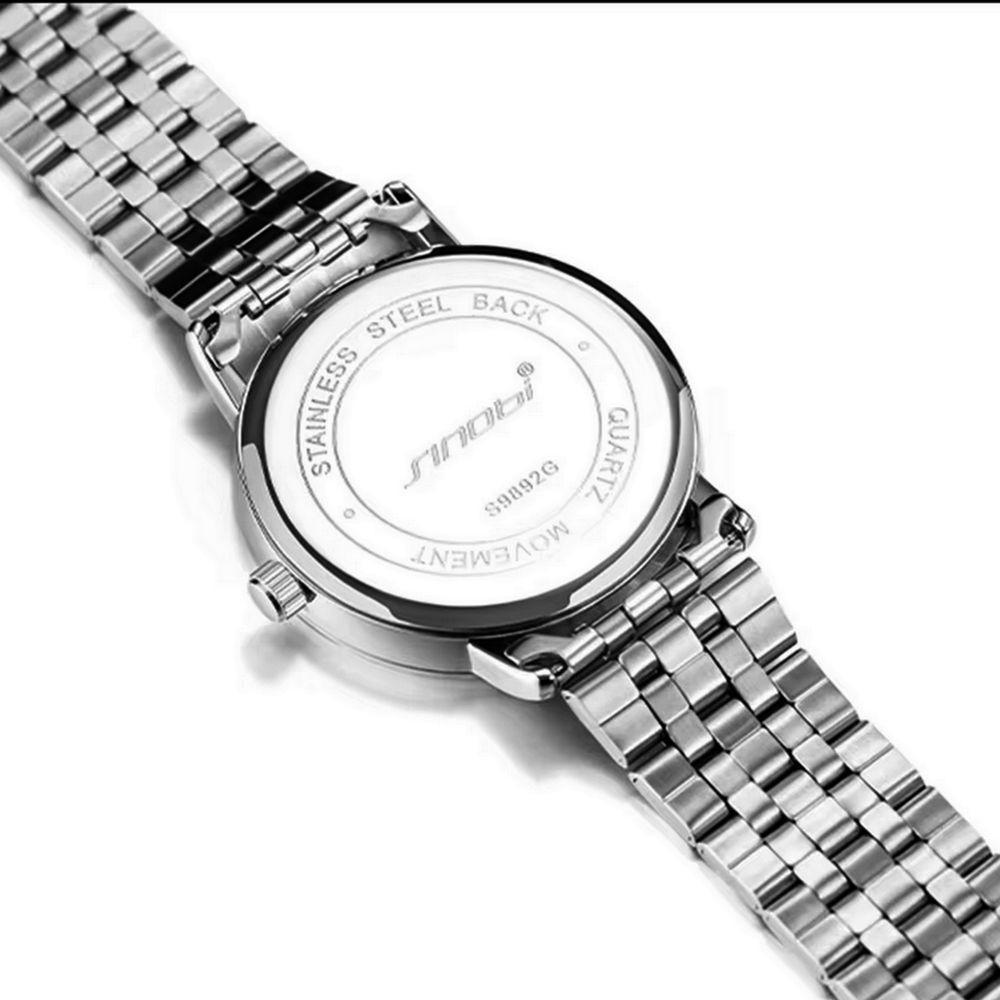 Relógio Analógico Masculino Design Esportivo Em Aço Inoxidavel à Prova D'água Prata - 3