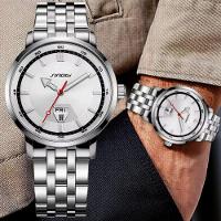 Relógio Analógico Masculino Design Esportivo Em Aço Inoxidavel à Prova D'água Prata - 2