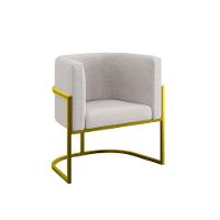 Poltrona Cadeira Decorativa Lua Recepção Base De Ferro Gold Bege - 1