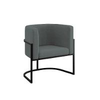 Poltrona Cadeira Decorativa Lua Recepção Base De Ferro Black Cinza - 1