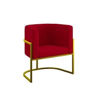 Poltrona Cadeira Decorativa Lua Recepção Base De Ferro Gold Vermelho - 1