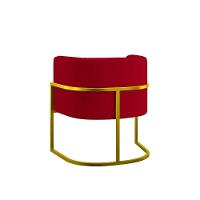 Poltrona Cadeira Decorativa Lua Recepção Base De Ferro Gold Vermelho - 2