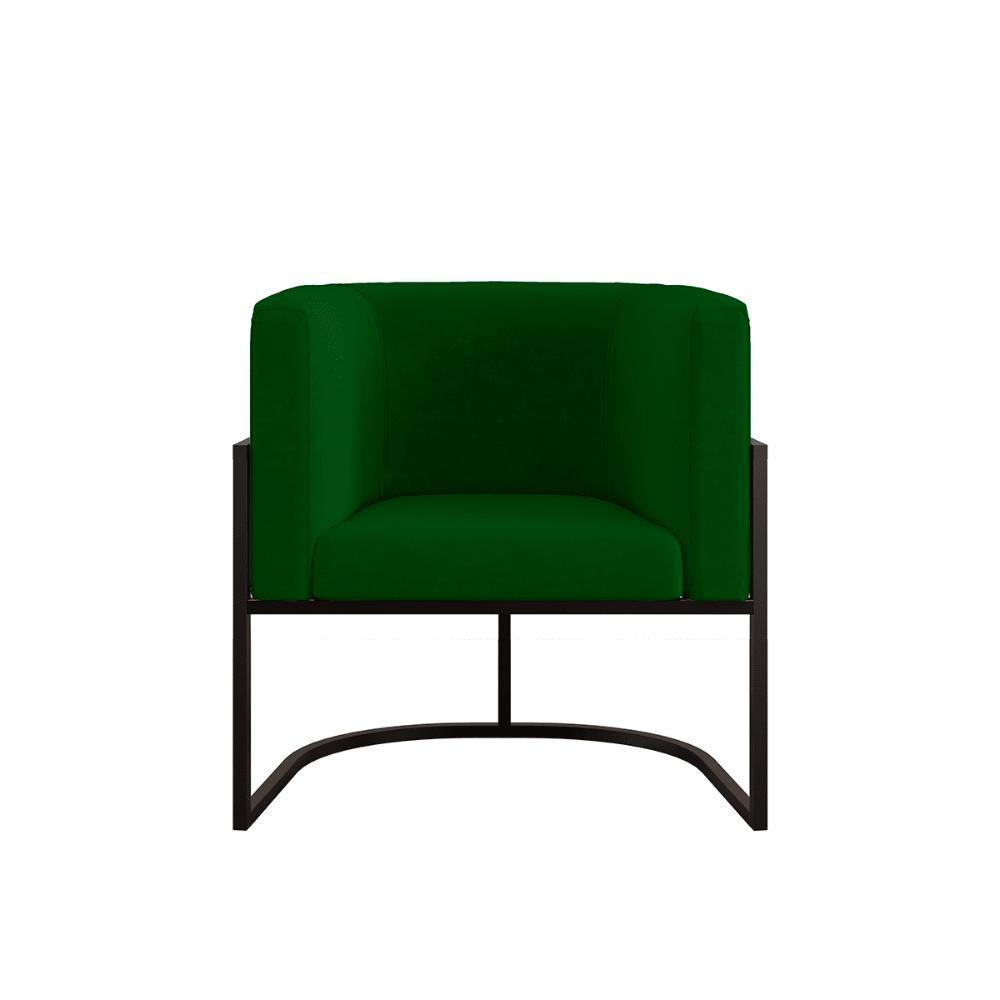 Poltrona Cadeira Decorativa Lua Recepção Base De Ferro Black verde Verde - 3