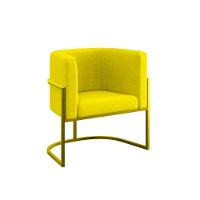 Poltrona Cadeira Decorativa Lua Recepção Base De Ferro Gold Amarelo - 1