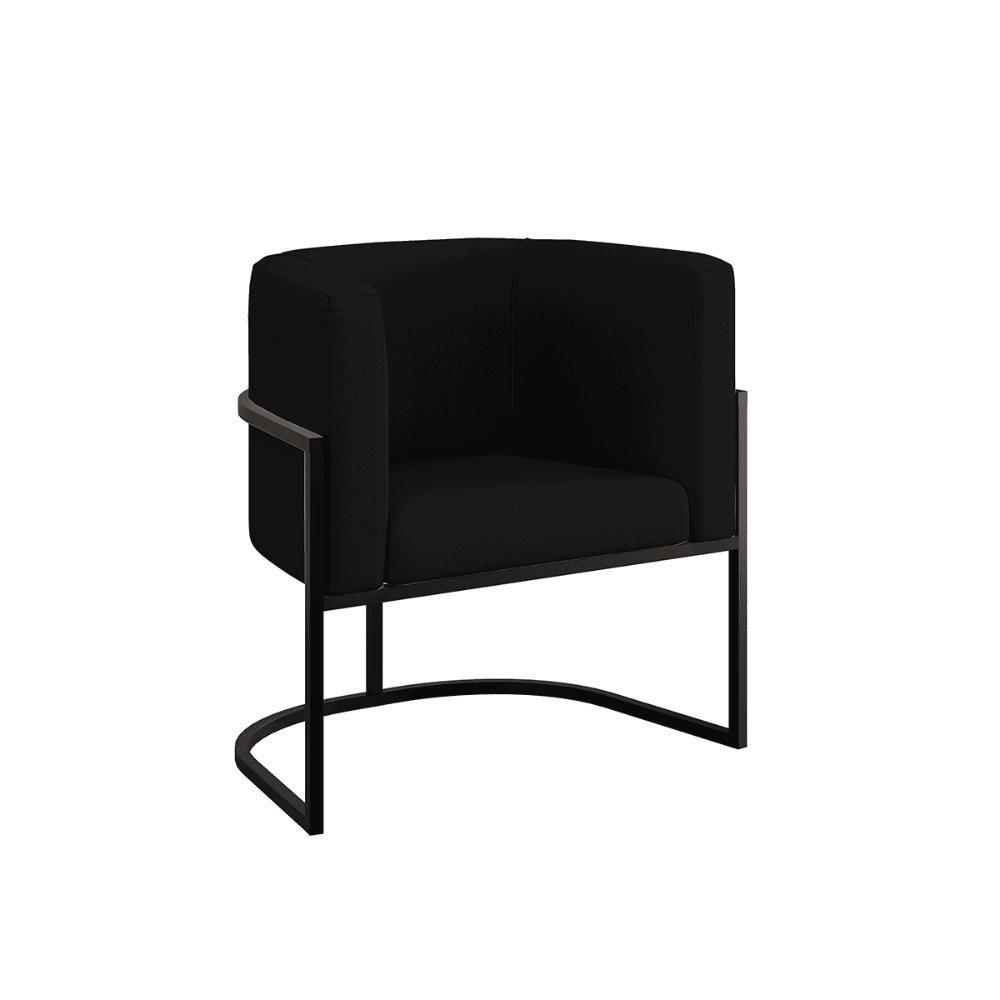 Cadeira Poltrona Lua Moderna Veludo Base De Metal preto Preto - 1