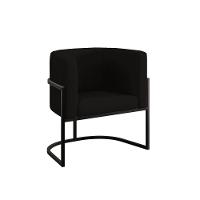 Cadeira Poltrona Lua Moderna Veludo Base De Metal preto Preto - 1