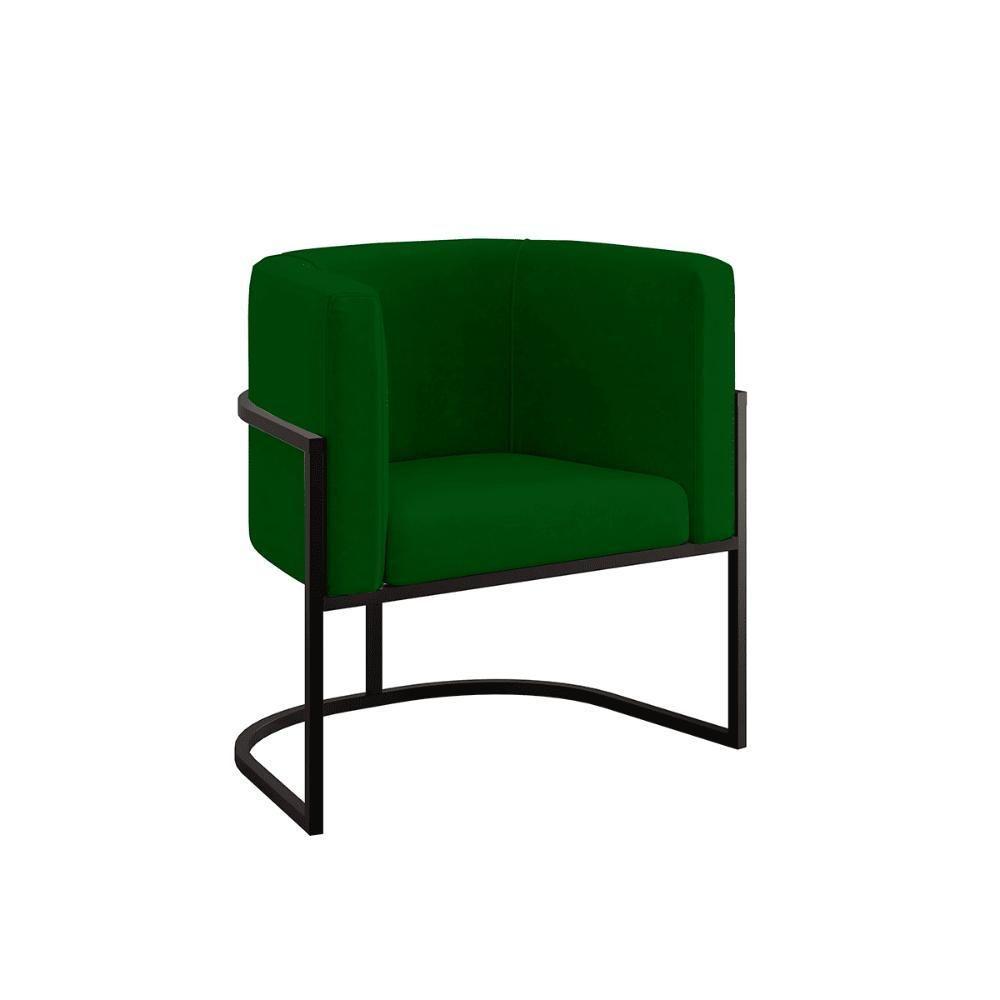 Poltrona Cadeira Decorativa Lua Recepção Base De Ferro Black verde Verde - 1